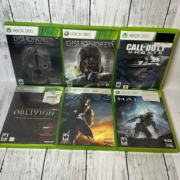 Microsoft Xbox 360 lot of 5 Games Call of Duty Dishonored Halo 3 and 4 - Picture 1 of 10